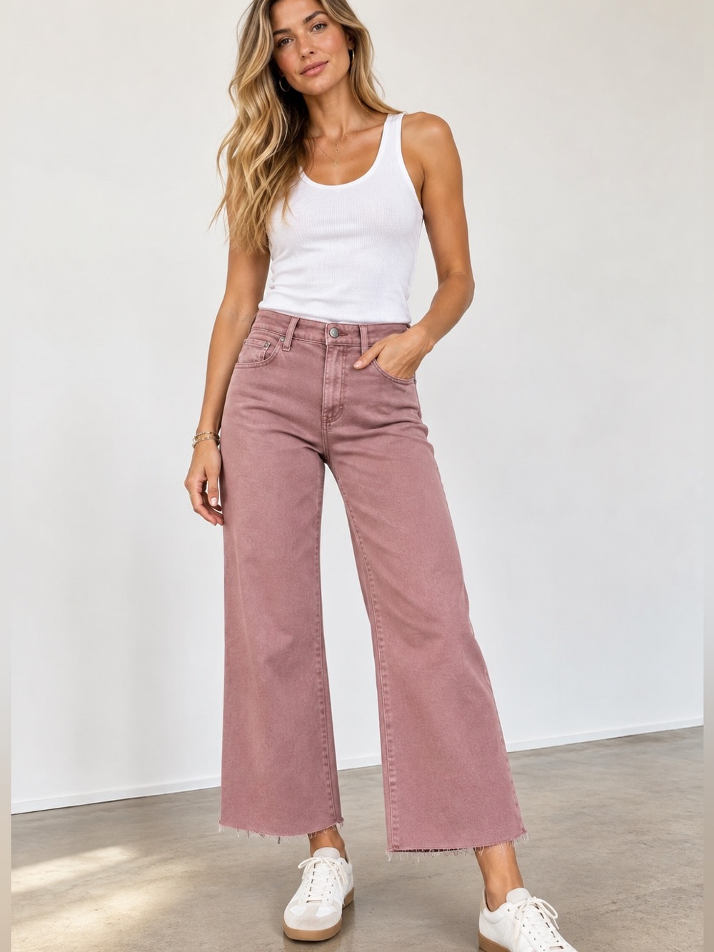 AG Saige Wide Leg Crop Jeans Dusty Mauve Size 27 NWT